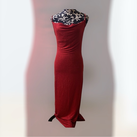 Fashion Nova “Mila Lurex” Maxi Dress Wine Size M - Picture 11 of 15